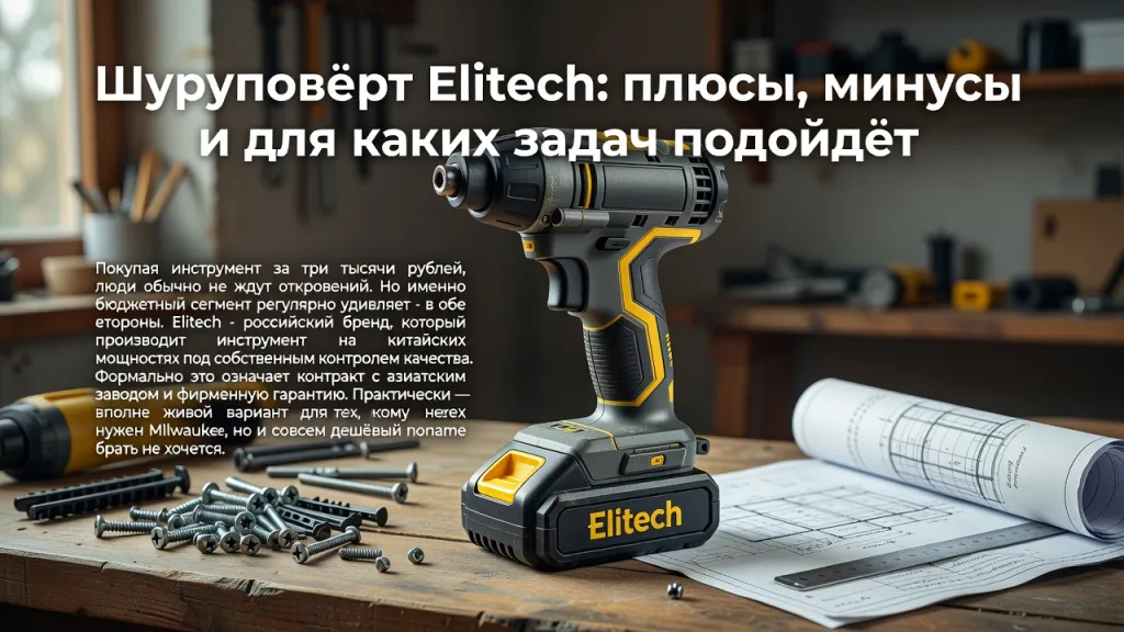 Шуруповёрт Elitech: плюсы, минусы и для каких задач подойдёт